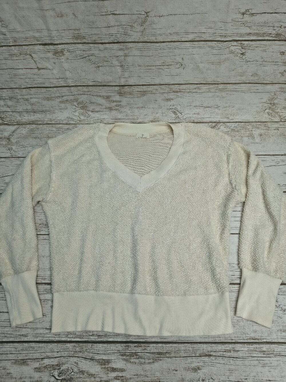 t.la Anthropologie Cream Inside-Out Terry Sweatshirt Raw Seam Pullover Largre